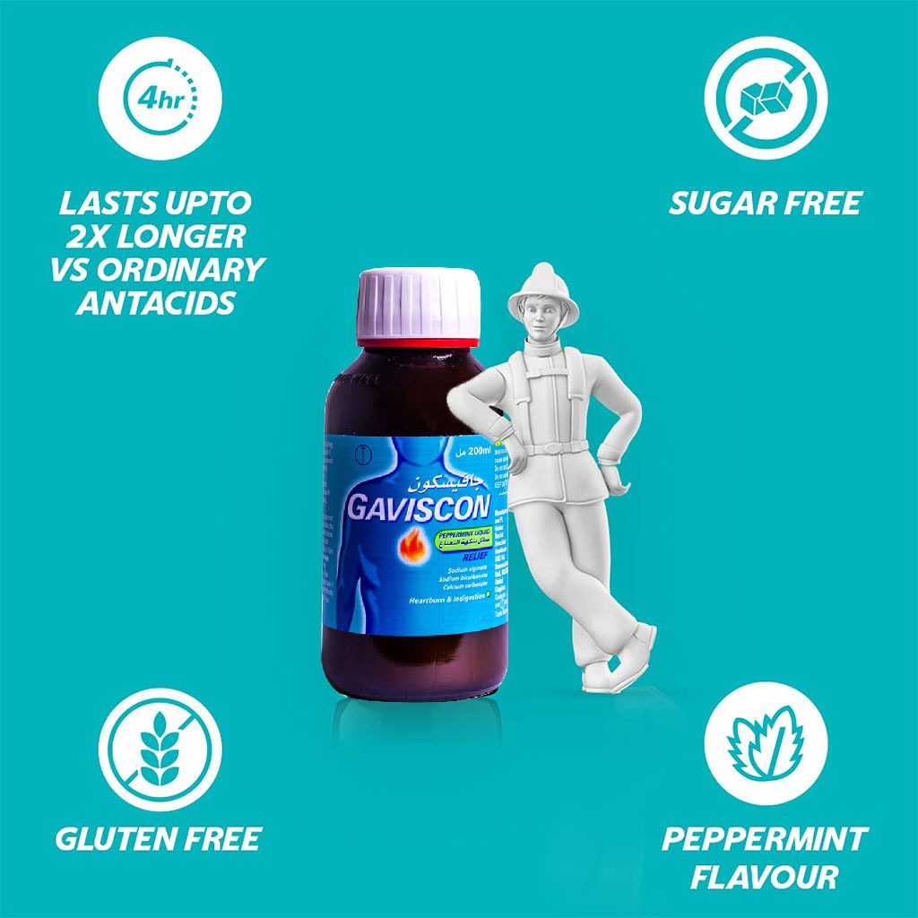 Gaviscon Liquid For Indigestion And Heartburn Peppermint Flavour 200ml