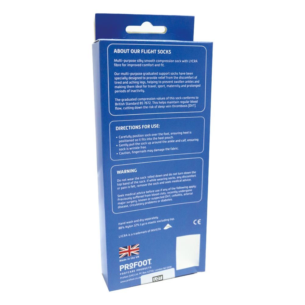 Profoot Flight Socks Silky Smooth Natural UK Size 4-8, 2 Pairs P72001