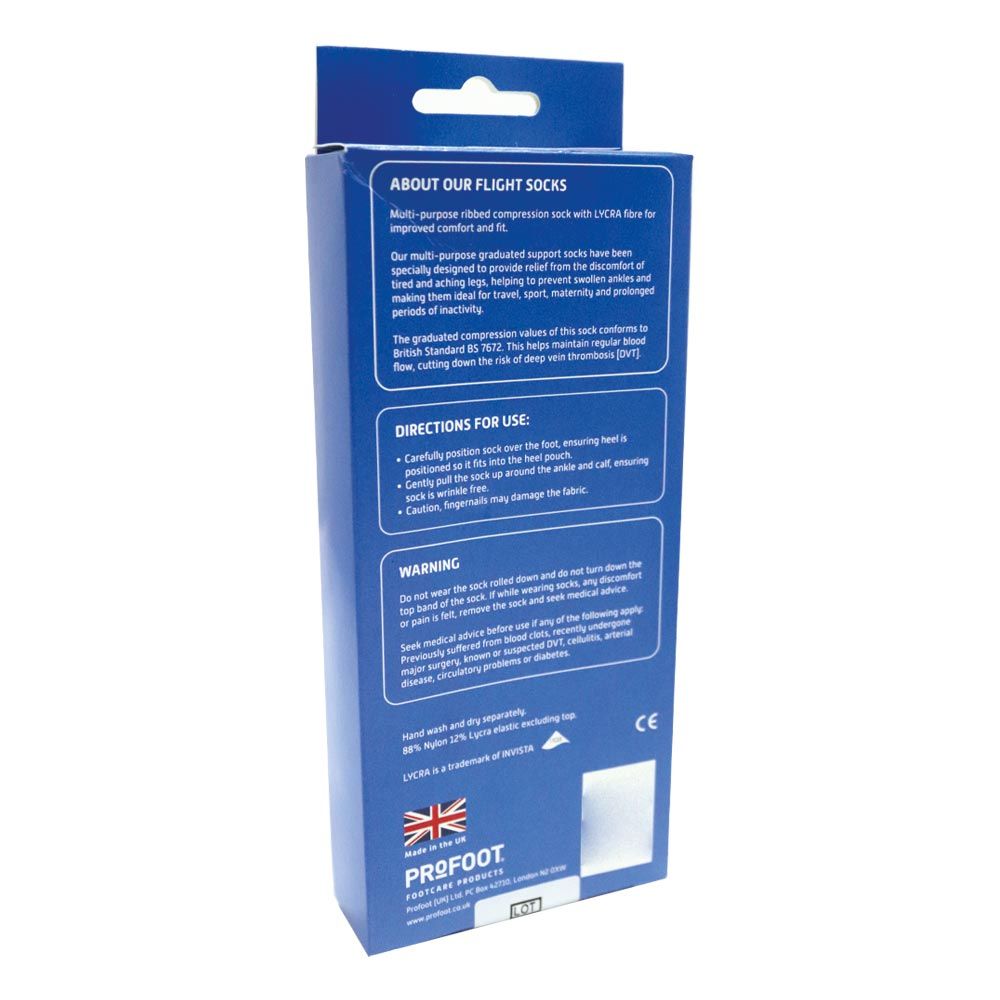 Profoot Flight Socks Ribbed Black UK Size 4-7, 1 Pair P72112/1