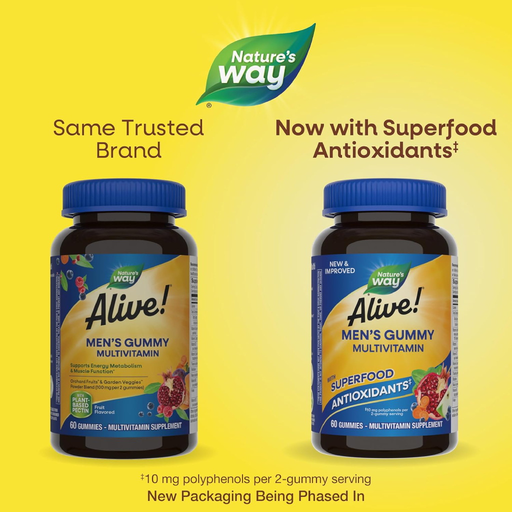 Alive Men's Multivitamin Gummies With Orchard Fruits & Garden Veggies, Pack of 60's