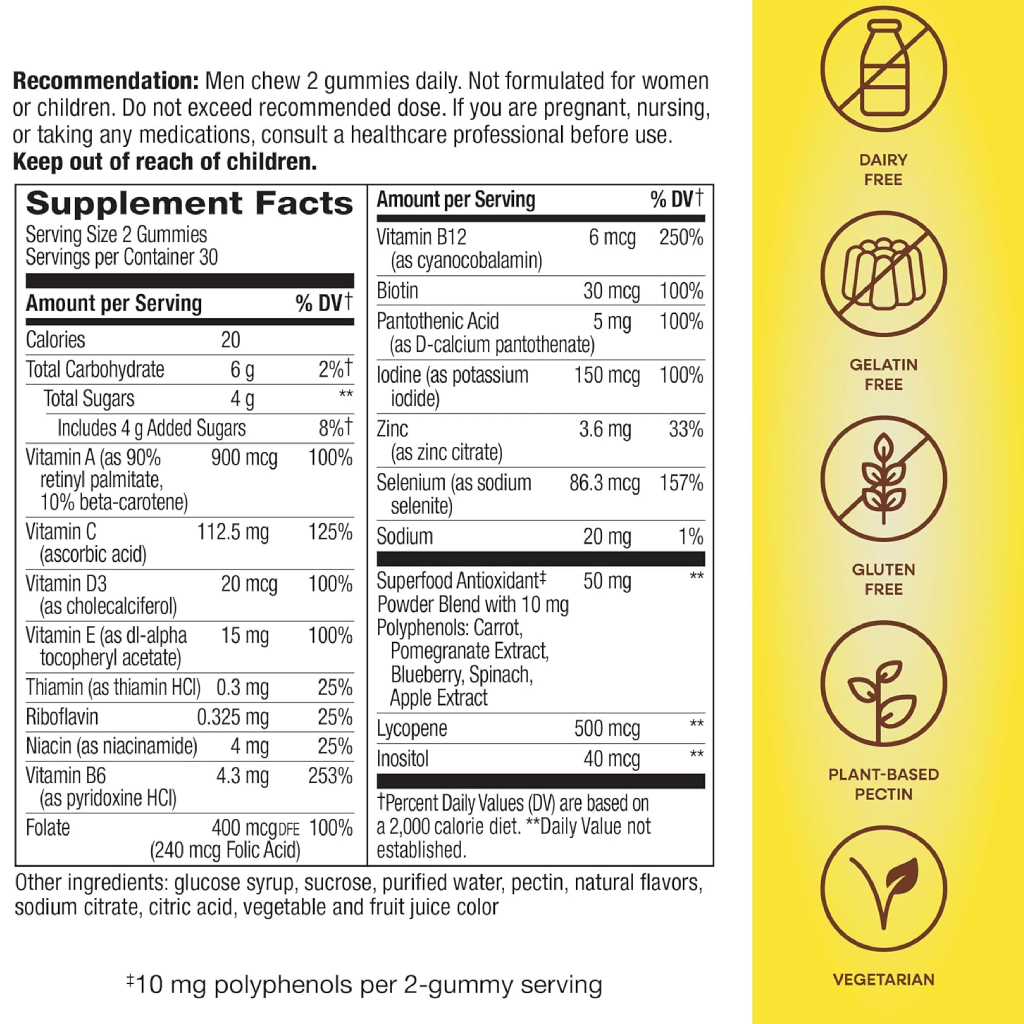 Alive Men's Multivitamin Gummies With Orchard Fruits & Garden Veggies, Pack of 60's