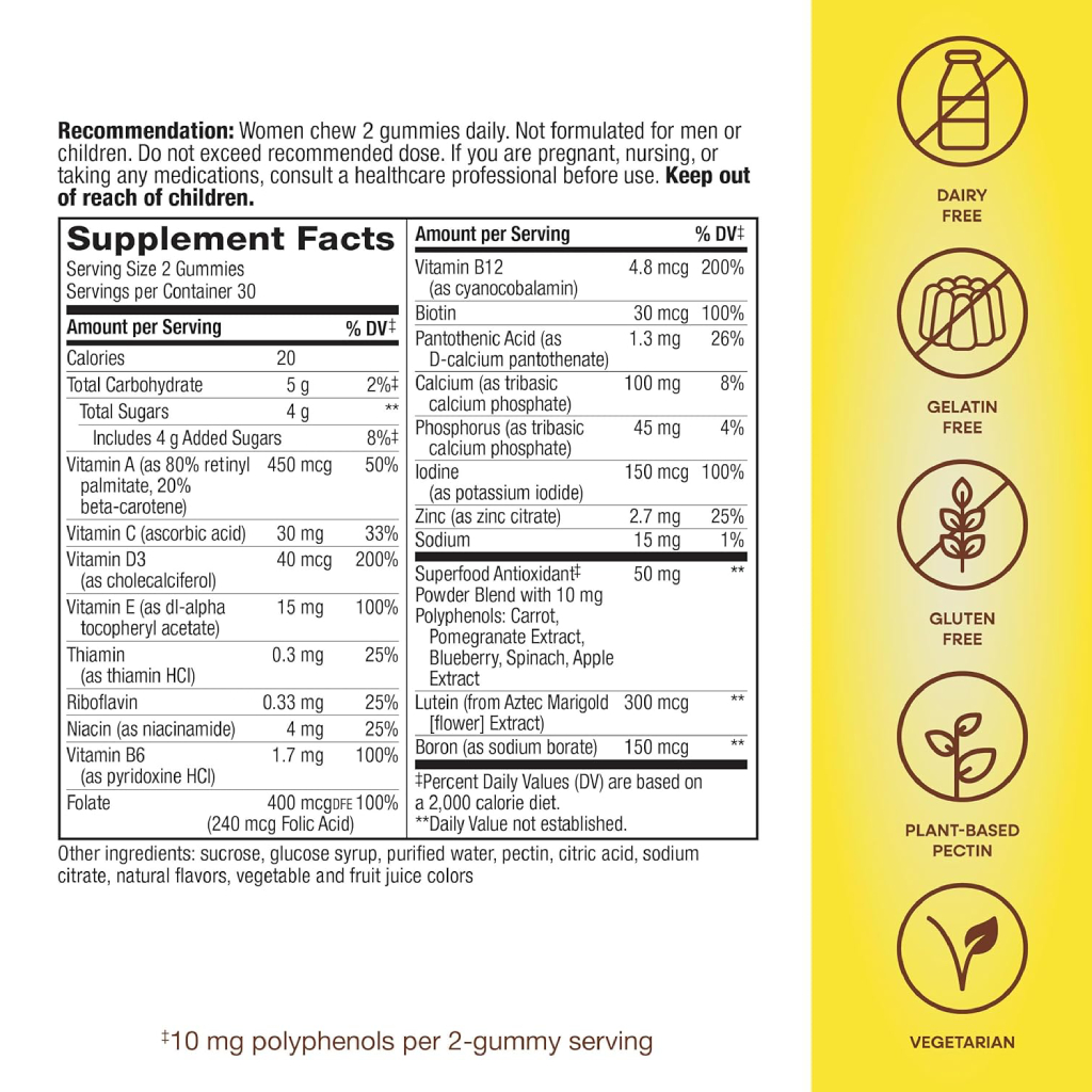 Alive 50+ Women's Multivitamin Gummies With Orchard Fruits & Garden Veggies, Pack of 60's