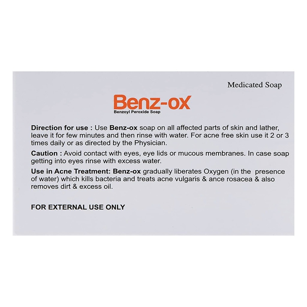 Benz-ox Benzoyl Peroxide Soap For Acne Treatment & Oily Skin 100 g