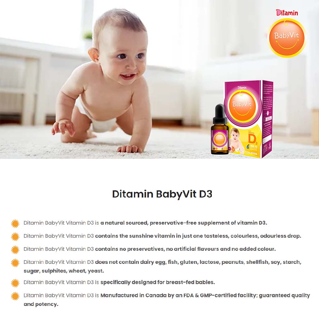 Ditamin BabyVit Liquid Vitamin D3 400 IU Drops 10 mL