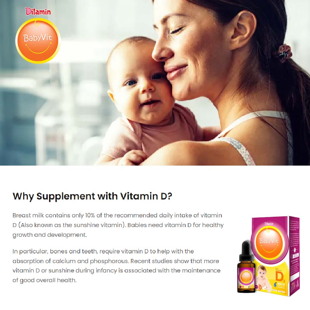 Ditamin BabyVit Liquid Vitamin D3 400 IU Drops 10 mL