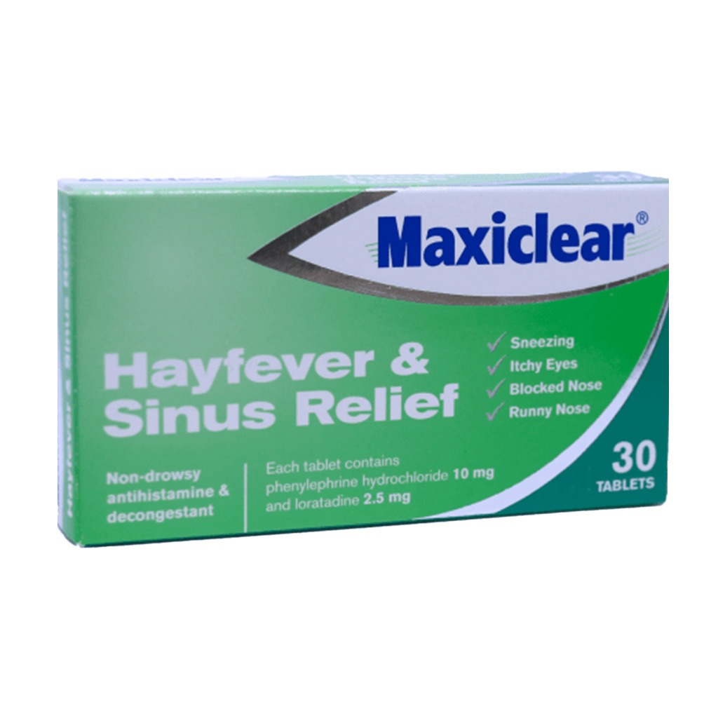 Maxiclear Tablets for Hayfever and Sinus Relief, Pack of 30's