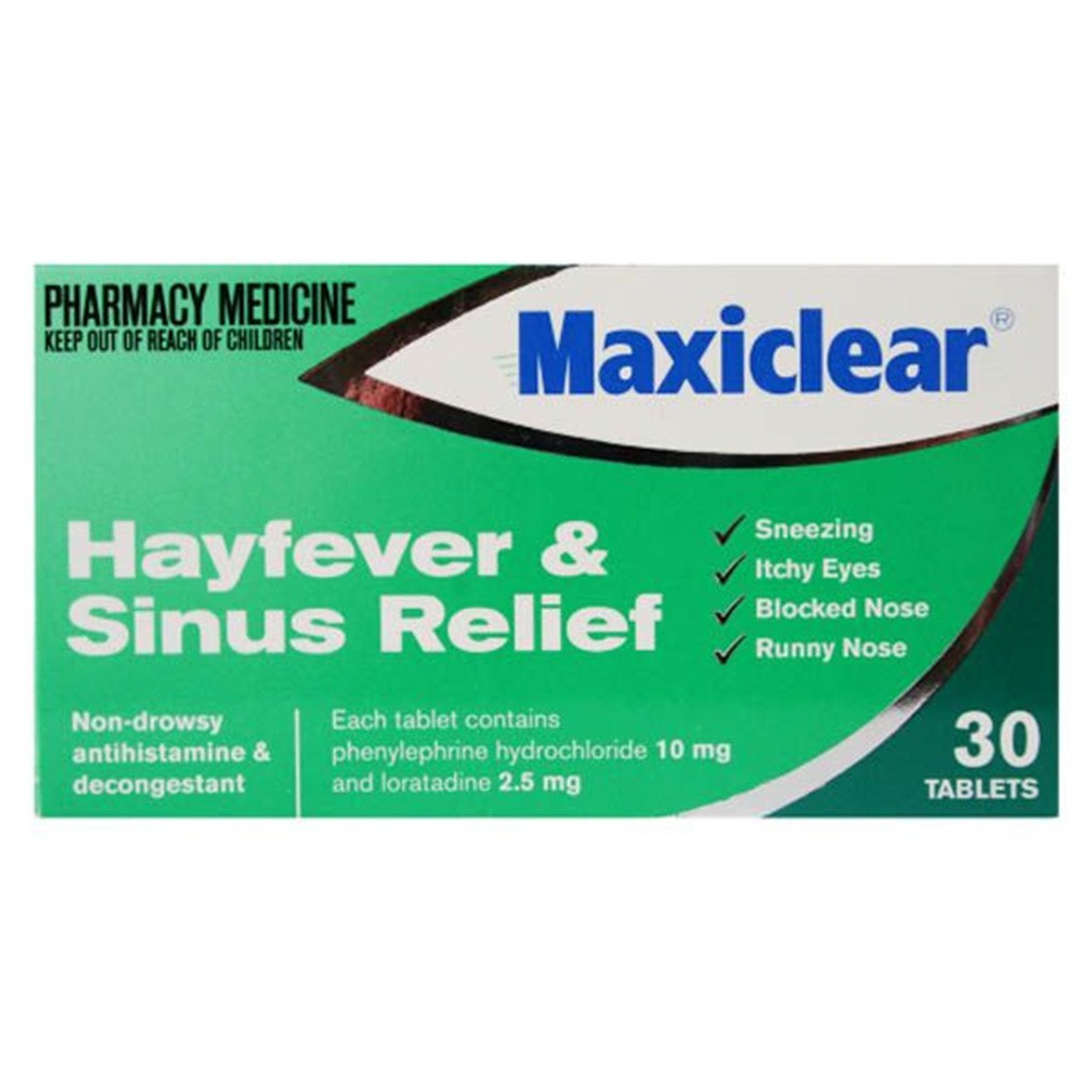 Maxiclear Tablets for Hayfever and Sinus Relief, Pack of 30's