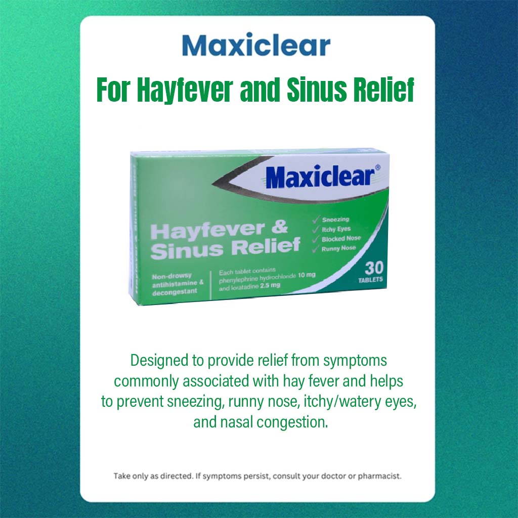 Maxiclear Tablets for Hayfever and Sinus Relief, Pack of 30's