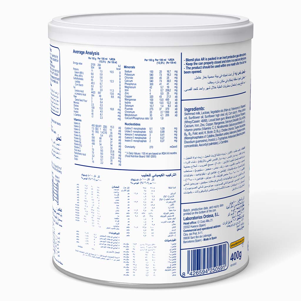 Blemil Plus AR Anti Regurgitation Infant Milk Formula For 0 To 12 Months 400g