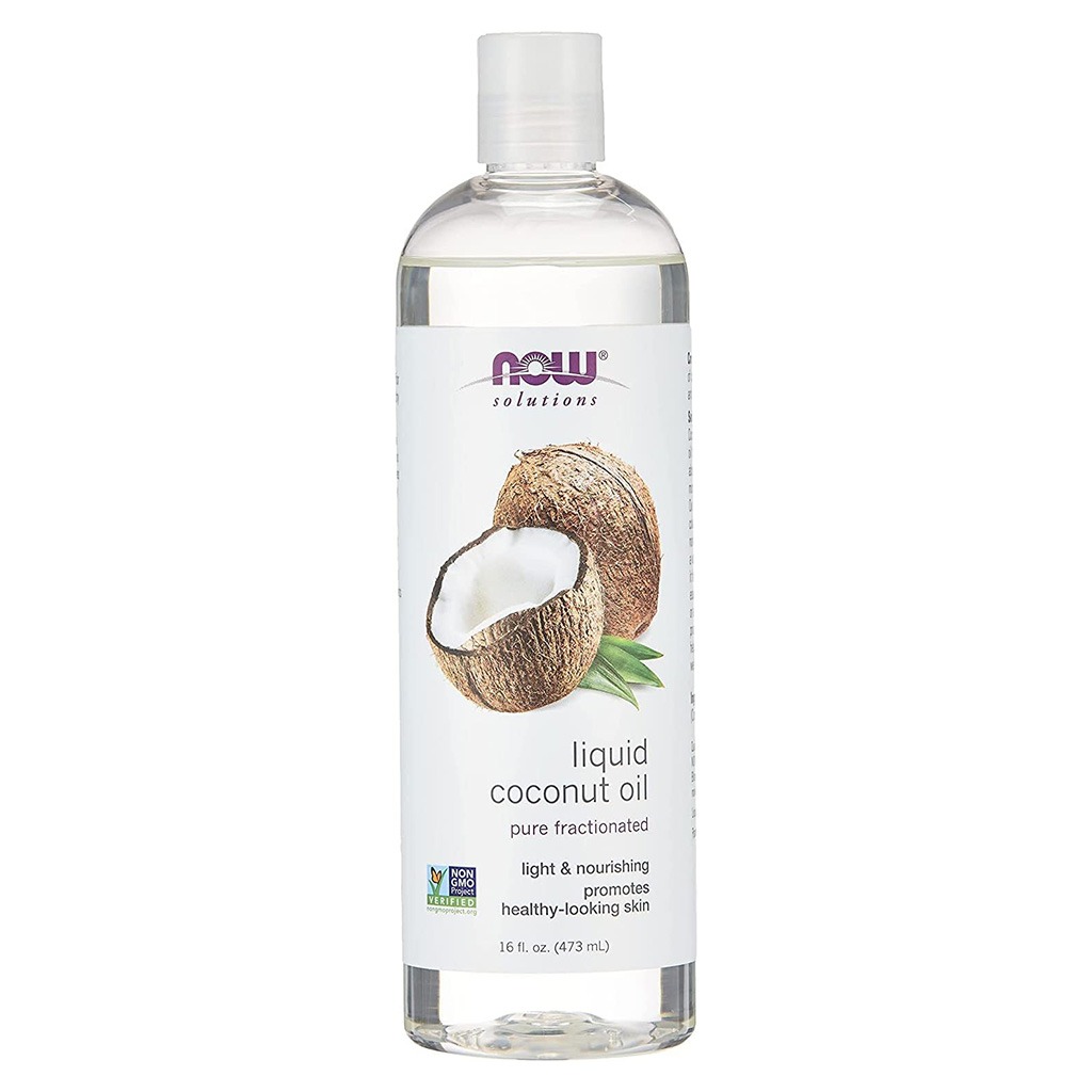Now Solutions Pure Fractionated Liquid Coconut Oil For Dry Skin & Hair 475ml