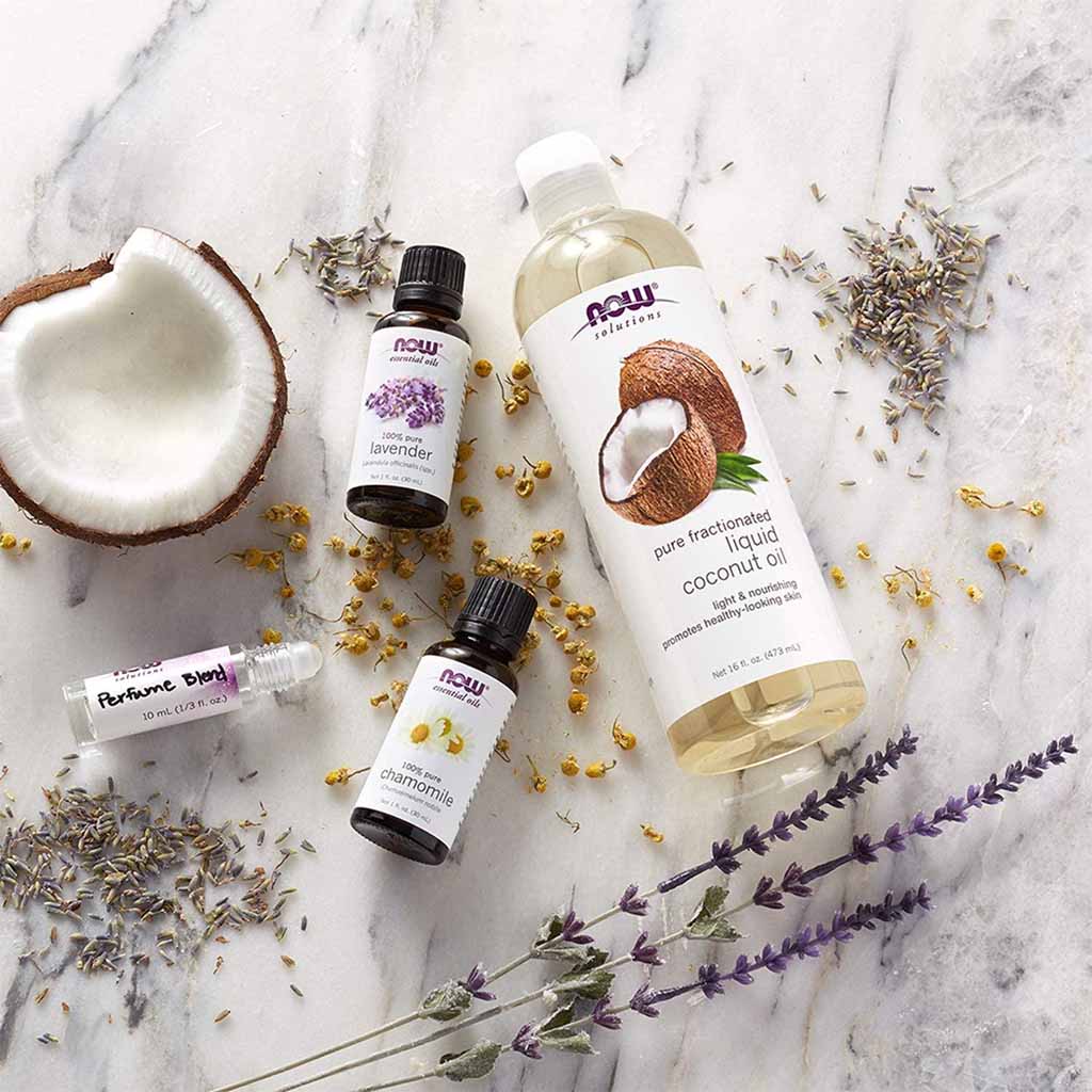 Now Solutions Pure Fractionated Liquid Coconut Oil For Dry Skin & Hair 475ml