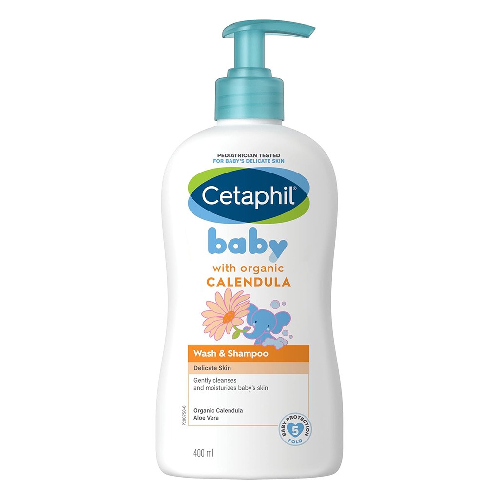 Cetaphil Baby Gentle Foaming Wash and Shampoo With Organic Calendula, Unscented, 400ml