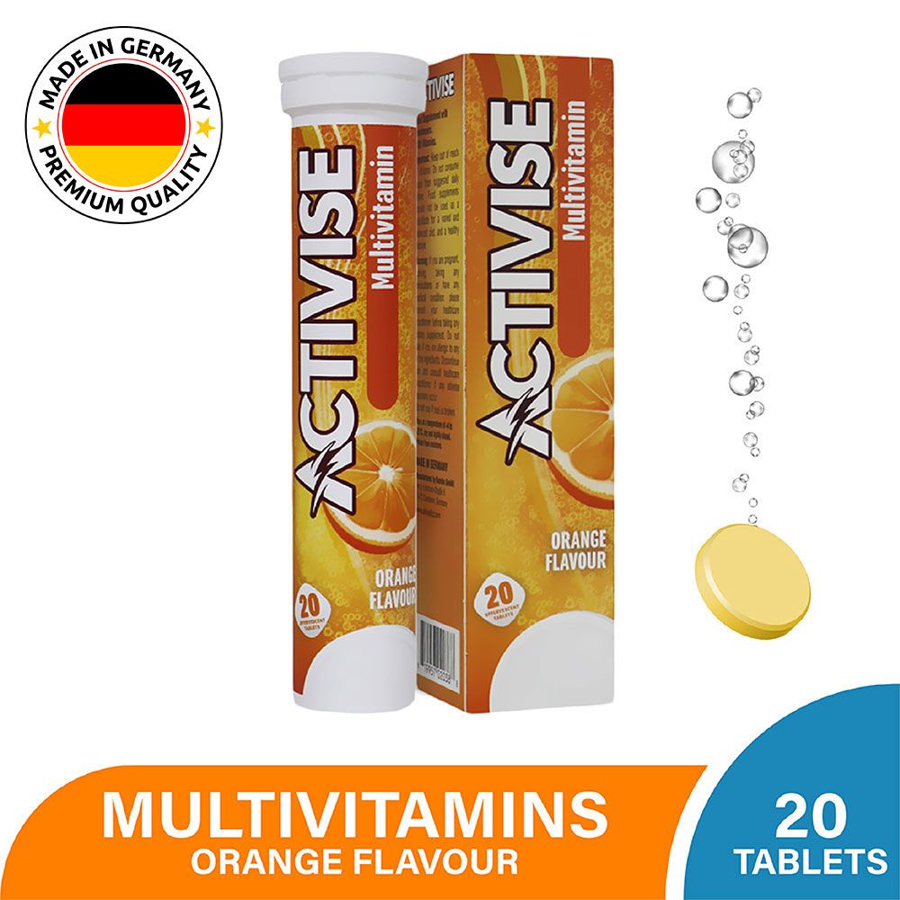 Activise Multivitamins Orange Flavour Effervescent Tablets For Energy & Wellness, Pack of 20's