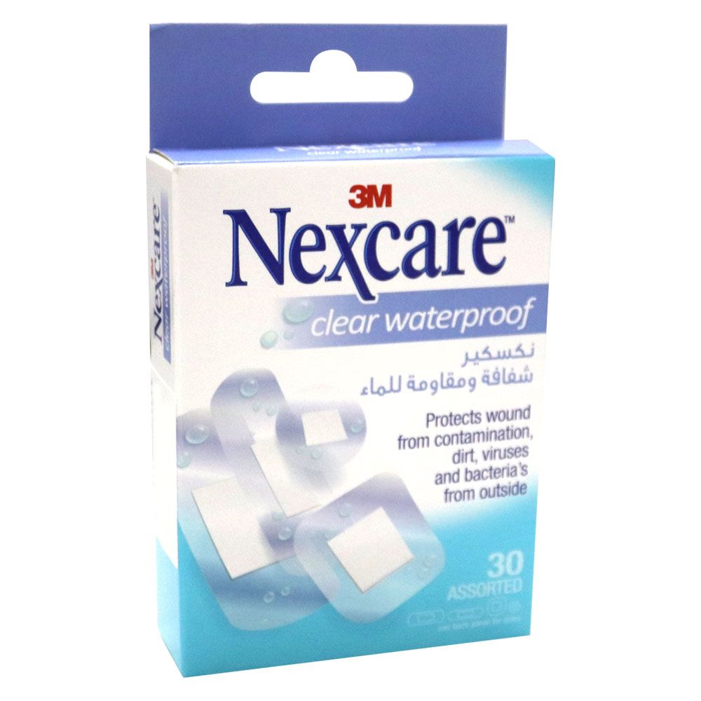 3M Nexcare Clear Waterproof Assorted Bandages 30's