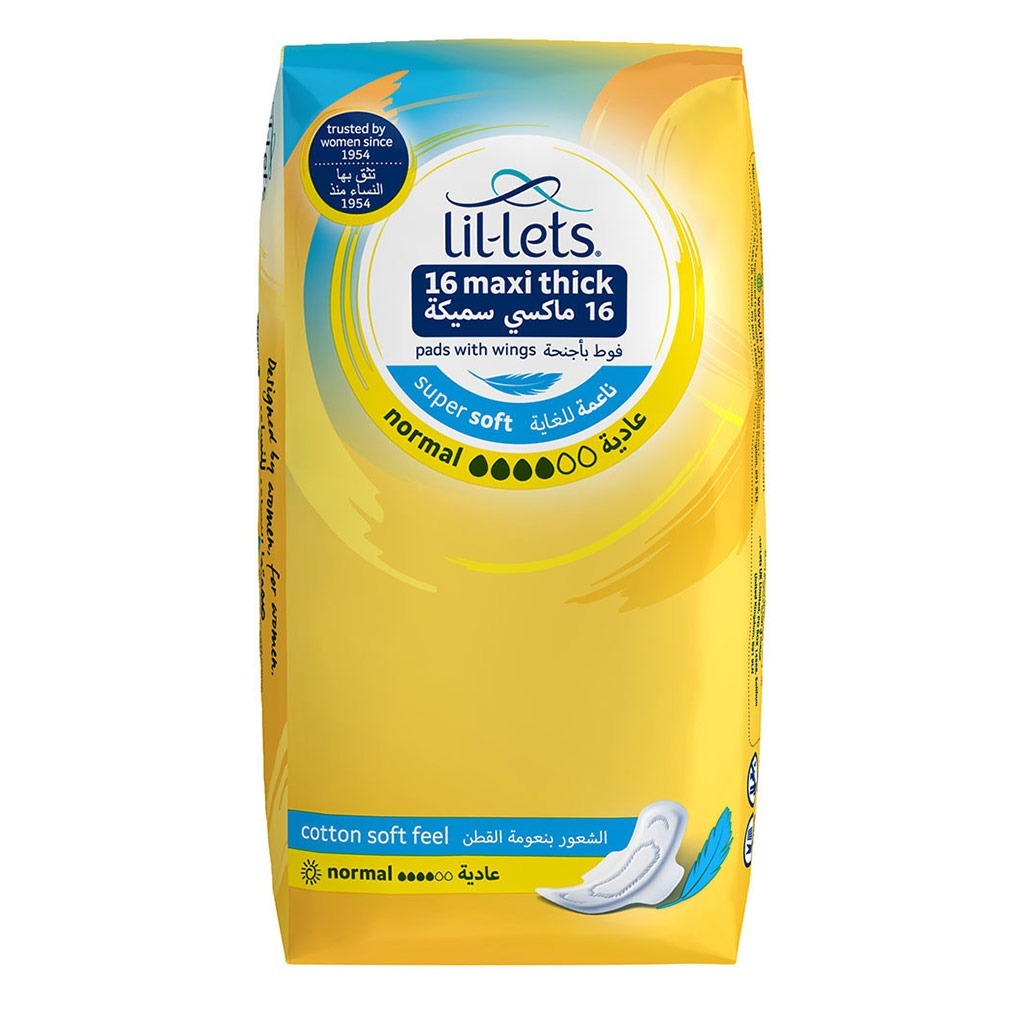 Lil-lets Maxi Thick Normal Super Soft Sanitary Pads With Wings 16's
