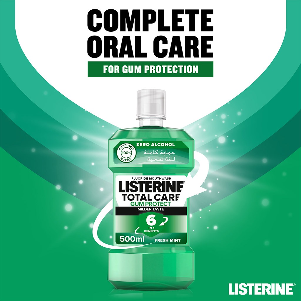 Listerine Total Care Gum Protect Mild Taste Mouthwash With Zero Alcohol 500ml 