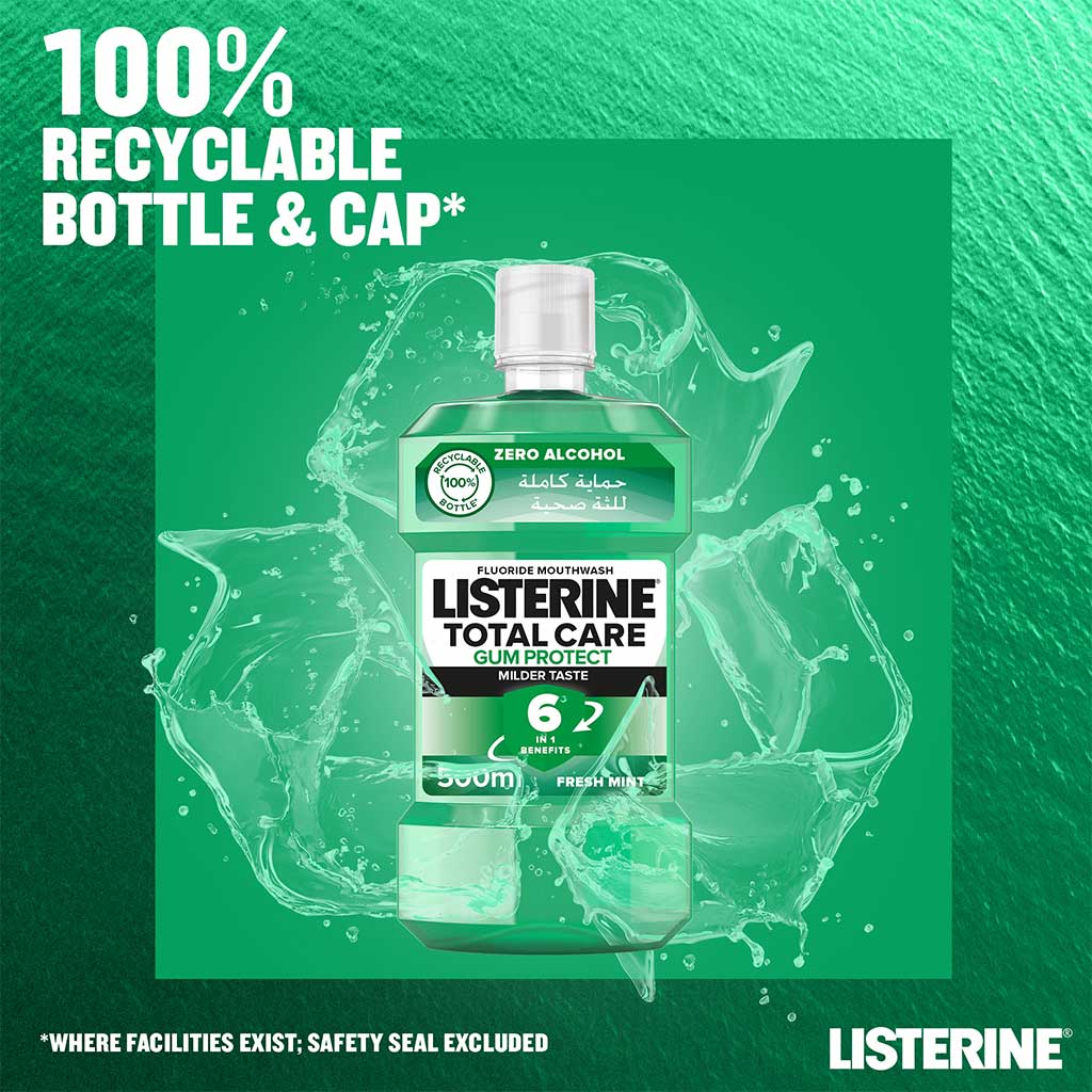 Listerine Total Care Gum Protect Mild Taste Mouthwash With Zero Alcohol 500ml 