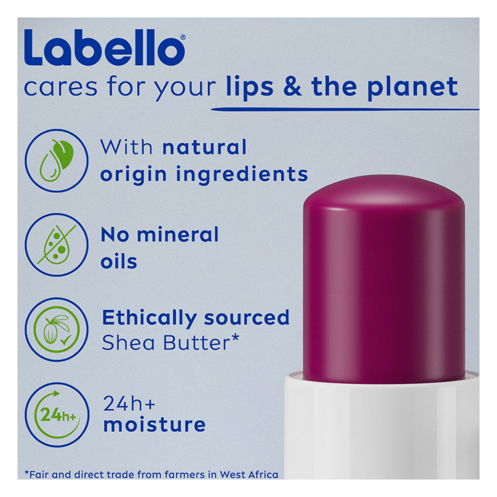 Labello 24H Moisture Black Berry Shine Lip Balm 4.8g - Burgundy Tint