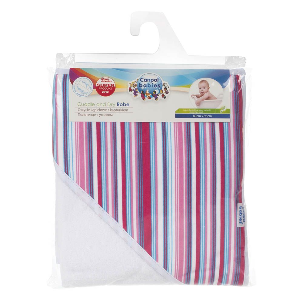 Canpol Babies Cuddle and Dry Baby Robe with Hood Pink Stripes 26/300