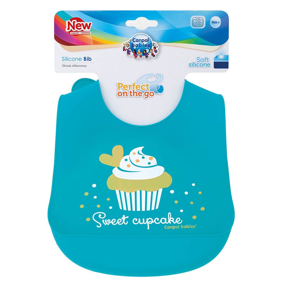 Canpol Babies Sweet Cupcake Silicone Bib with Pocket Turquoise 74/020