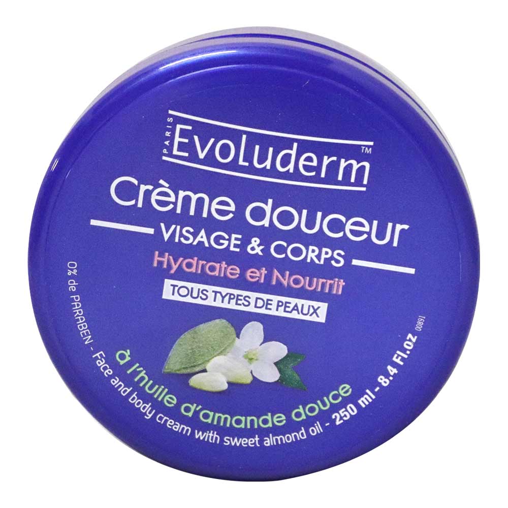 Evoluderm Almond Face and Body Cream 250 mL 3071
