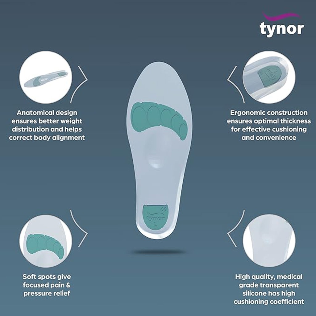 Tynor Silicone Full Insoles - XL Size, 1 Pair