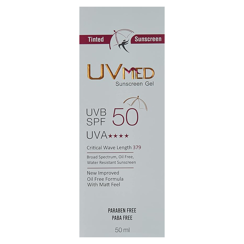 UV Med SPF50 Broad Spectrum Tinted Sunscreen Gel For Oily & Acne Prone Skin 50ml 