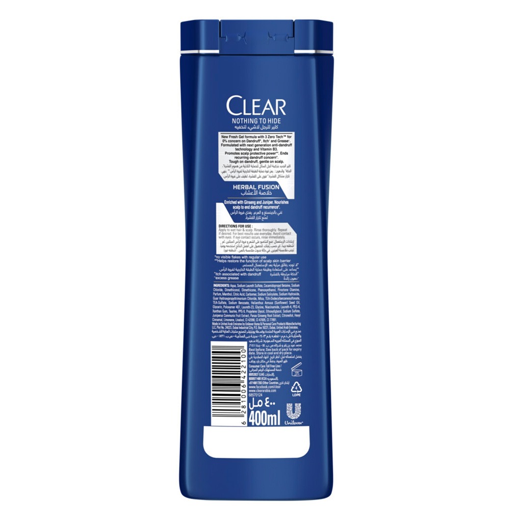 Clear Men Herbal Fusion Anti Dandruff 2 In 1 Shampoo + Conditioner 400 mL