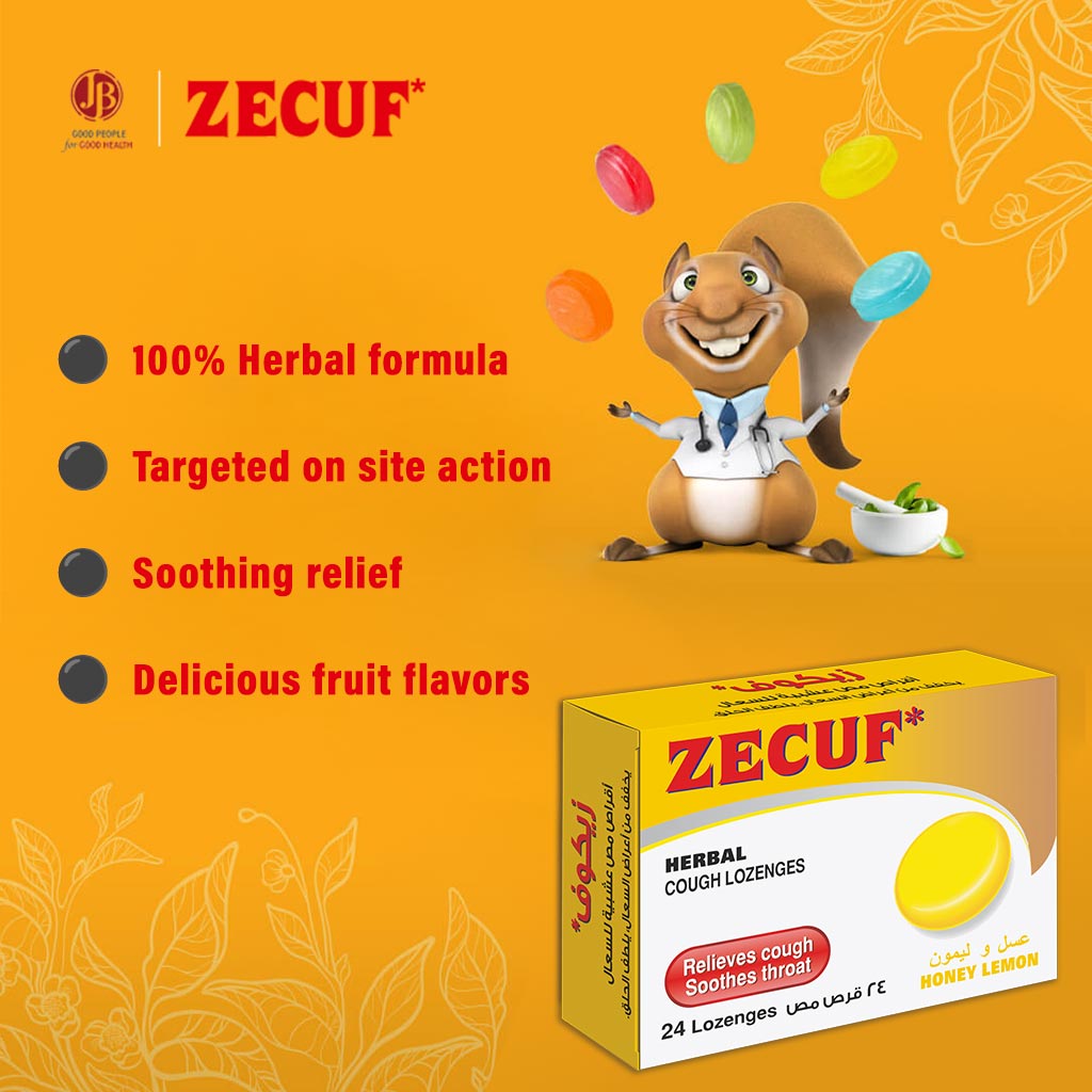 Zecuf Herbal Cough Honey Lemon Lozenges 24's