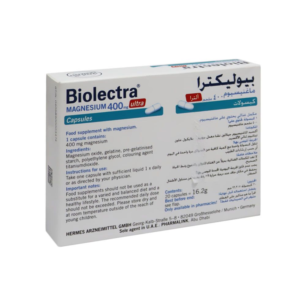 Hermes Bioelectra Ultra Magnesium 400 mg Capsules 20's