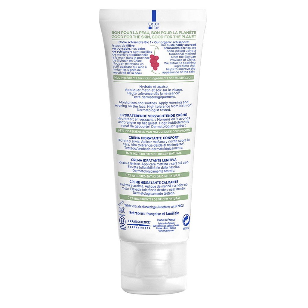 Mustela Baby Soothing Moisturising Face Cream For Sensitive Skin, Fragrance-Free 40ml