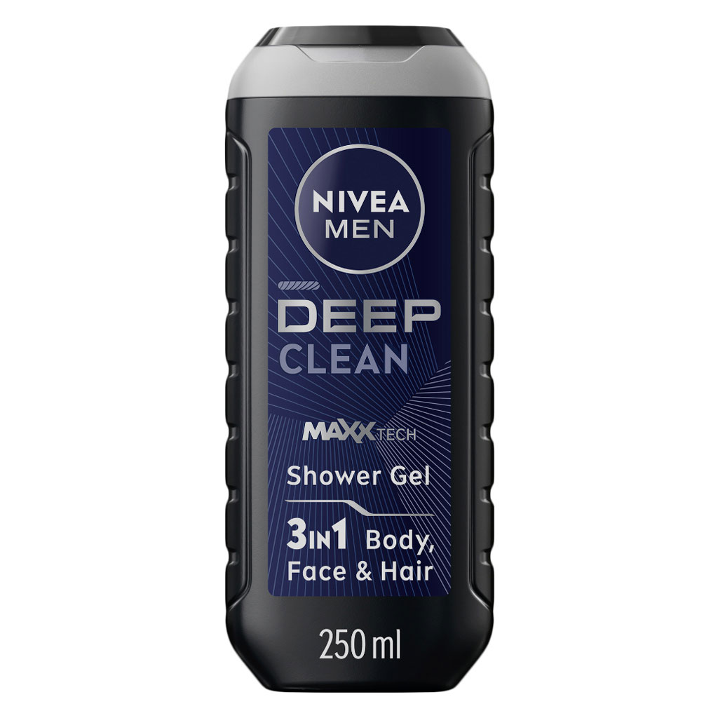 Nivea Men Deep Clean Maxx Tech 3 in 1 Face, Body & Hair Shower Gel 250ml