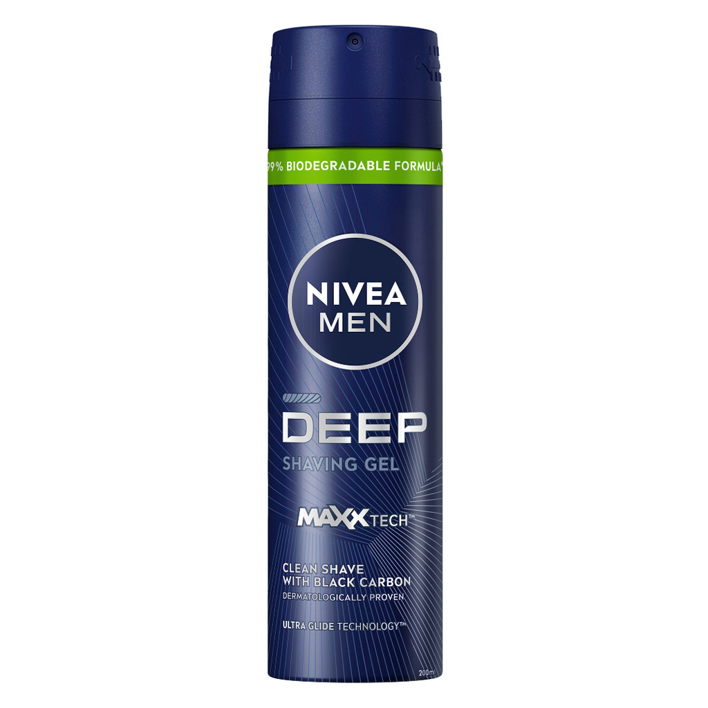 Nivea Men Deep Antibacterial Black Carbon Shaving Gel 200ml