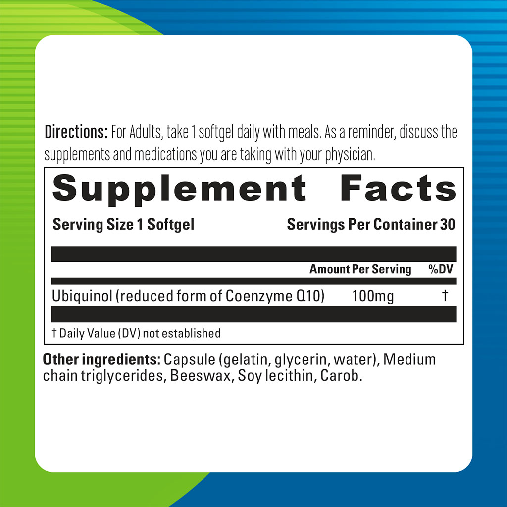 Blueberry Naturals Ubiquinol 100mg Softgels For Heart Health, Pack of 30's