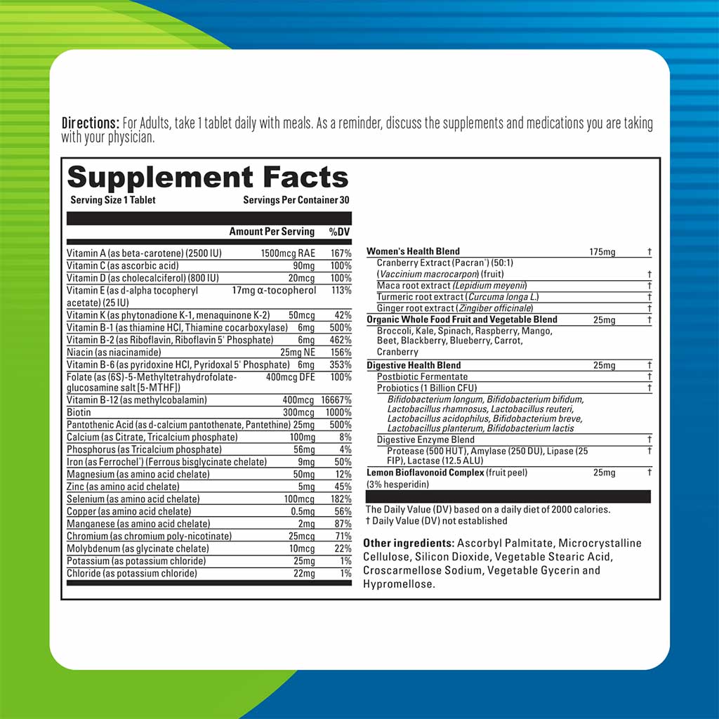 Blueberry Naturals One Daily Women's Multivitamins & Minerals Tablets, Pack of 30's 