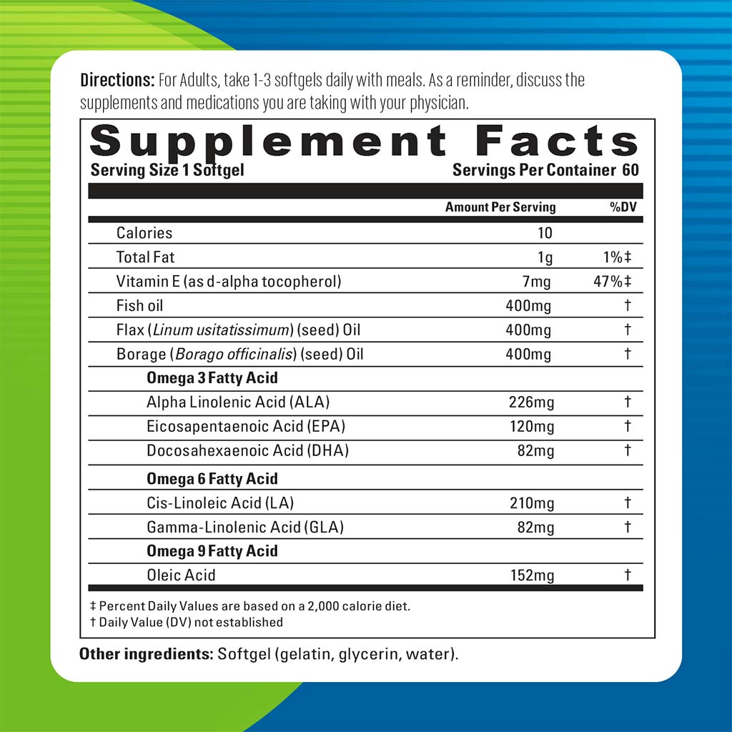 Blueberry Naturals Omega 3-6-9 Softgels 60's