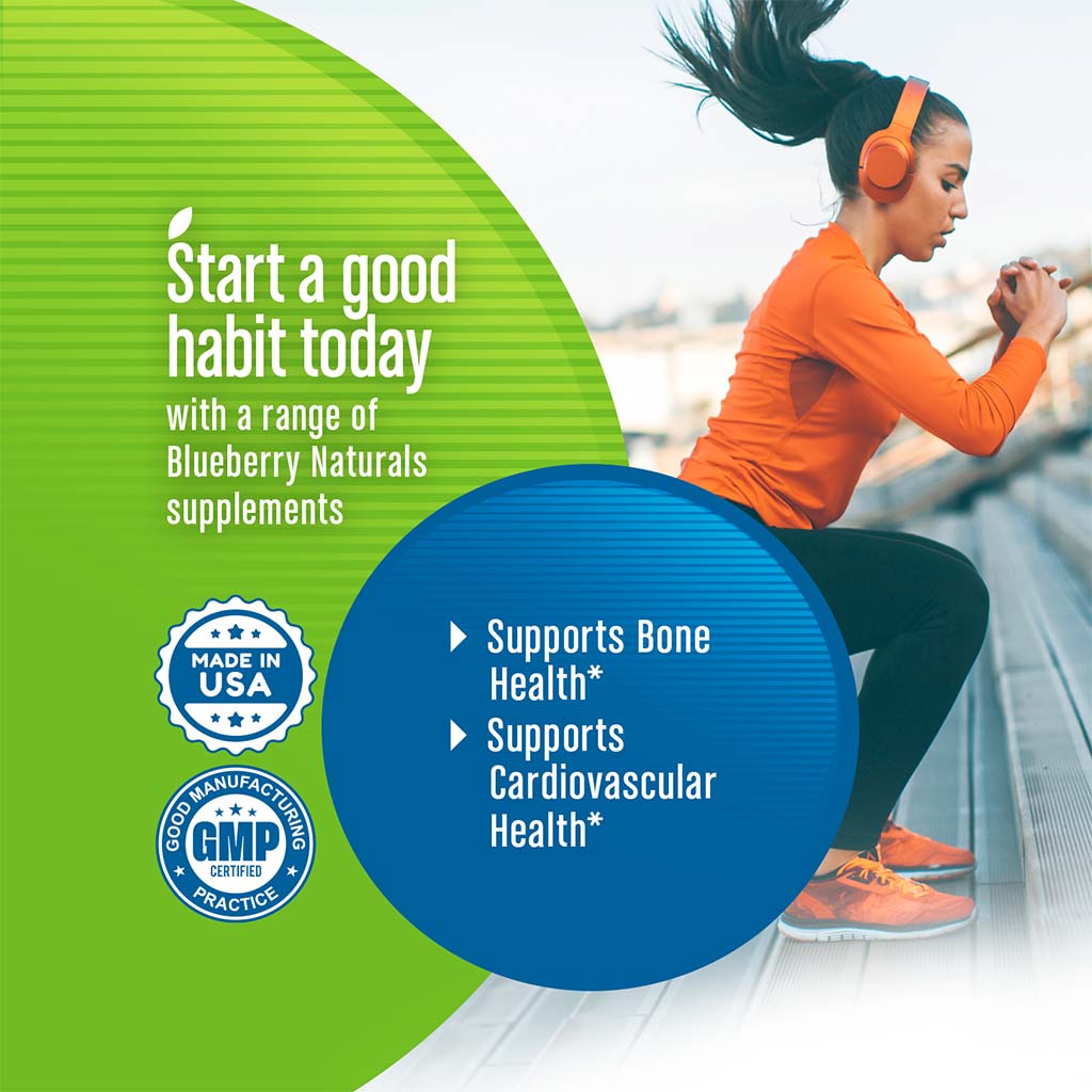 Blueberry Naturals Vitamin D3 & K2 Supplement Capsules, Pack of 60's