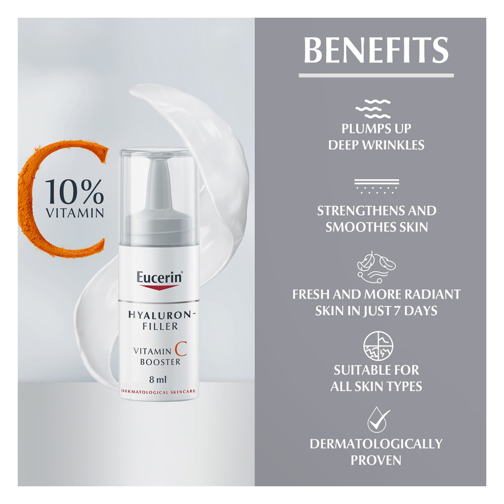 Eucerin Hyaluron-Filler Vitamin C Anti-Aging Booster Serum 8ml, Pack of 3's
