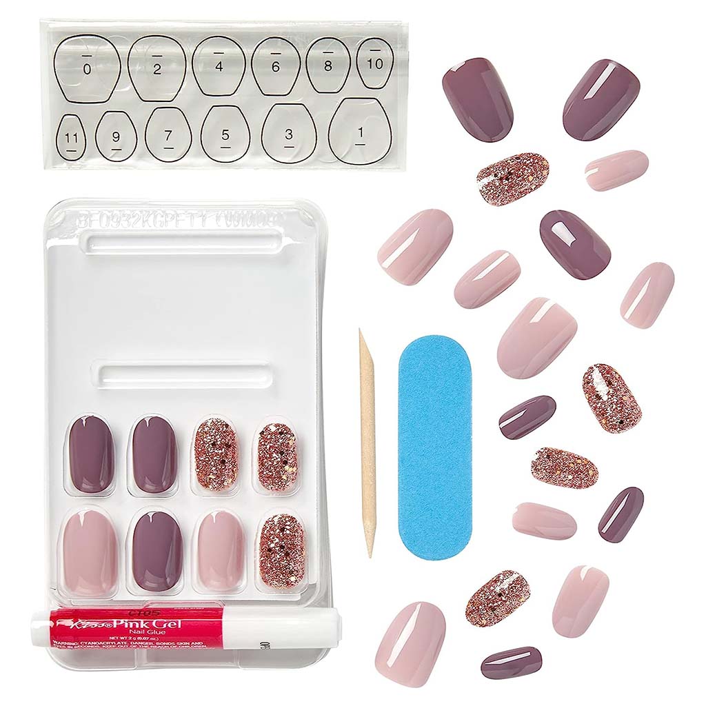 Kiss Gel Fantasy No Pressure Ready To Wear Nails With Glue And Adhesive Tabs, KGN17C, Pack of 24's