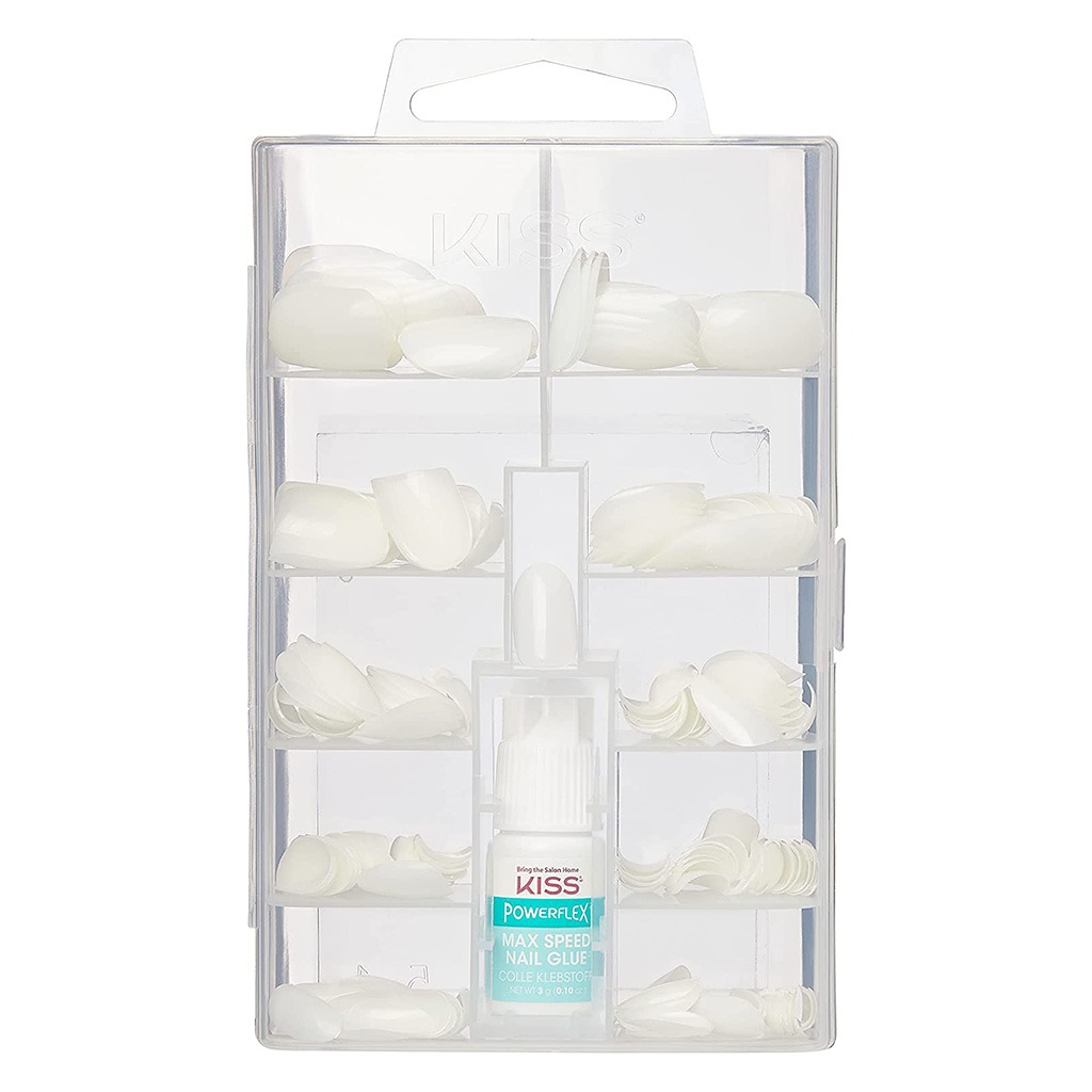Kiss 100 Full Cover Nail Kit, Active Oval With Glue, 100PS13C, Pack of 100's