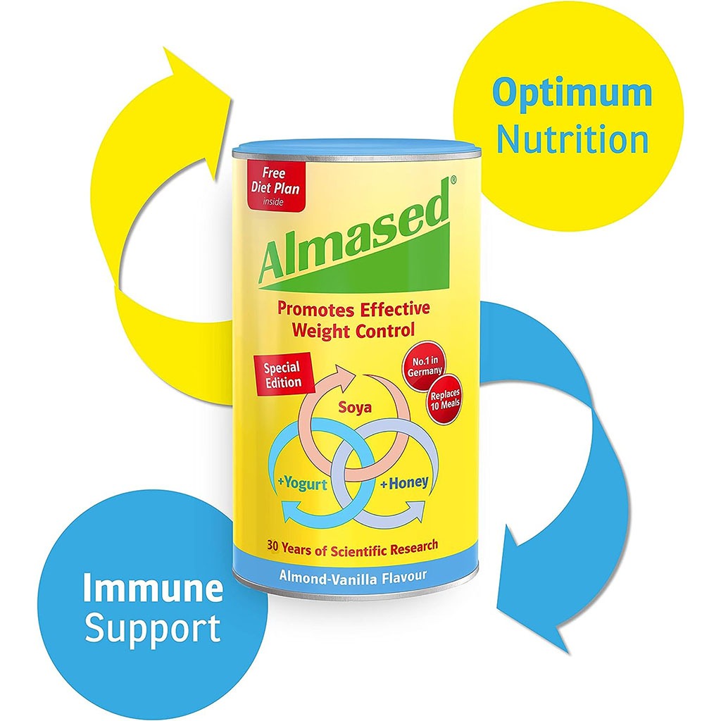 Almased Almond-Vanilla Soya, Yogurt and Honey Meal Replacement for Weight Loss 500g