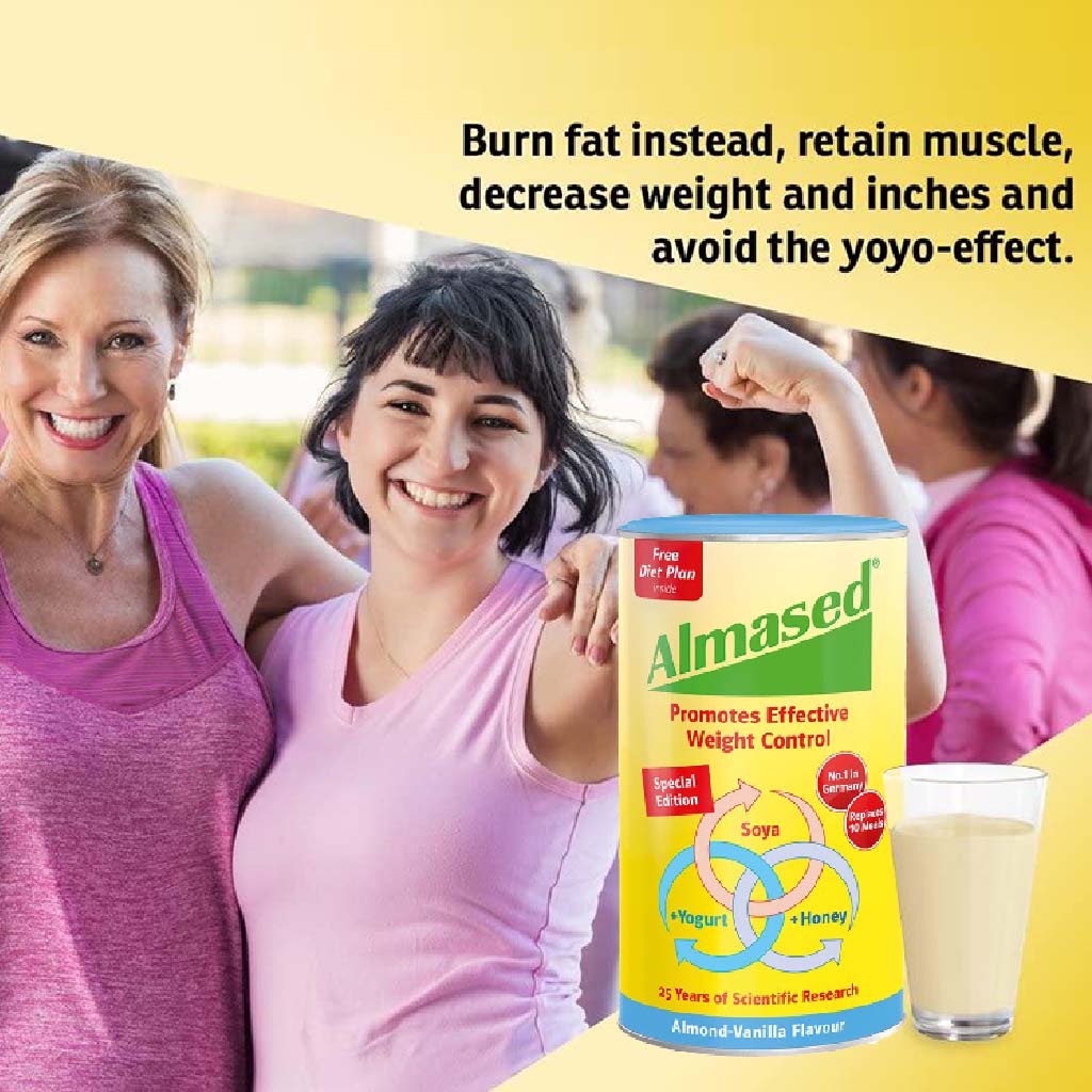 Almased Almond-Vanilla Soya, Yogurt and Honey Meal Replacement for Weight Loss 500g