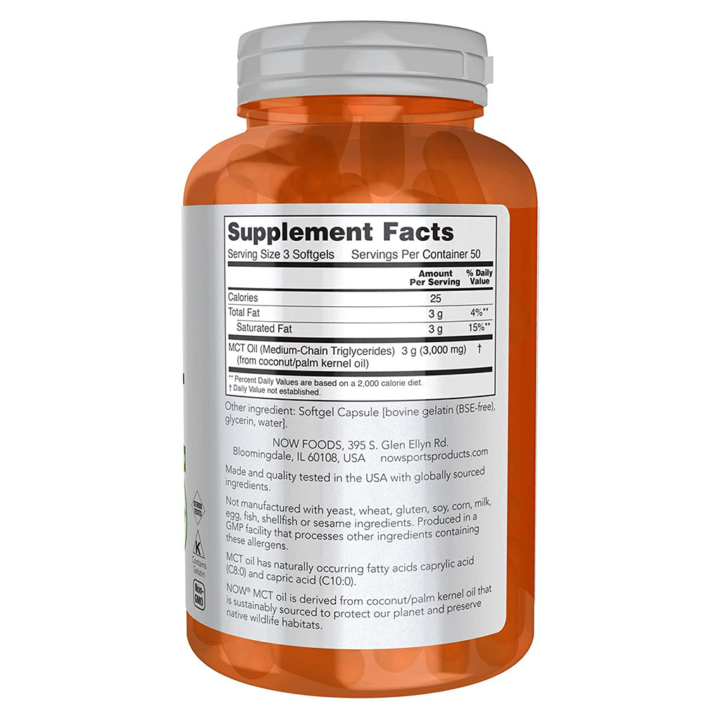 Now Sports MCT Oil 1000mg Softgel For Weight Management, Pack of 150's