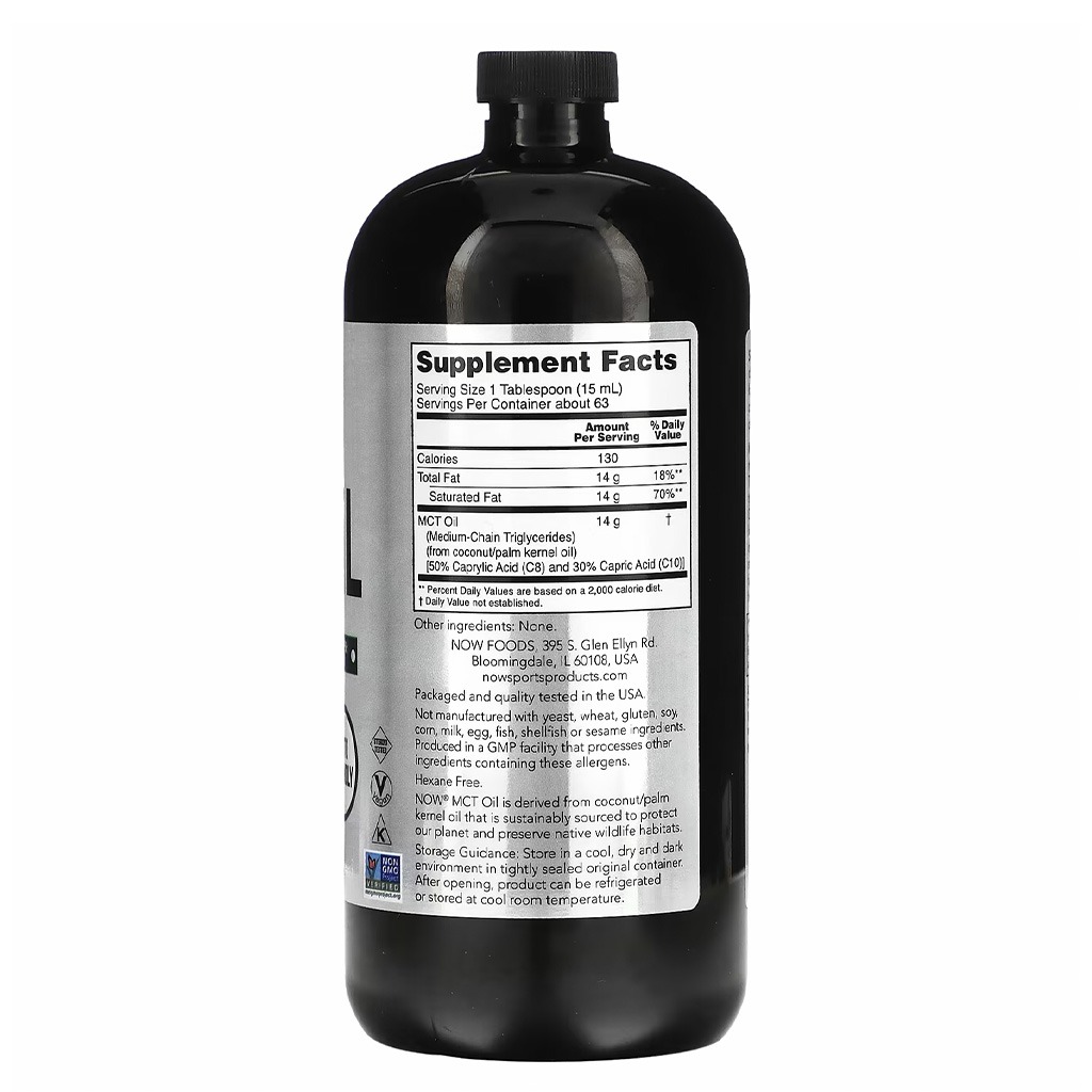 Now Sports MCT Oil Unflavored Liquid For Weight Management 946ml