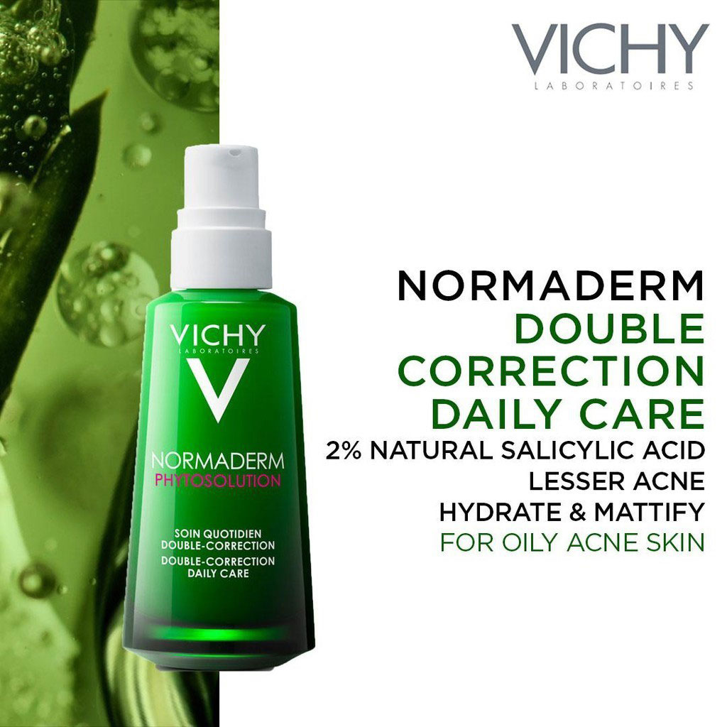 Vichy Normaderm Phytosolution Double Correction Daily Care Moisturiser For Oily & Acne Prone Skin With Salicylic Acid 50ml