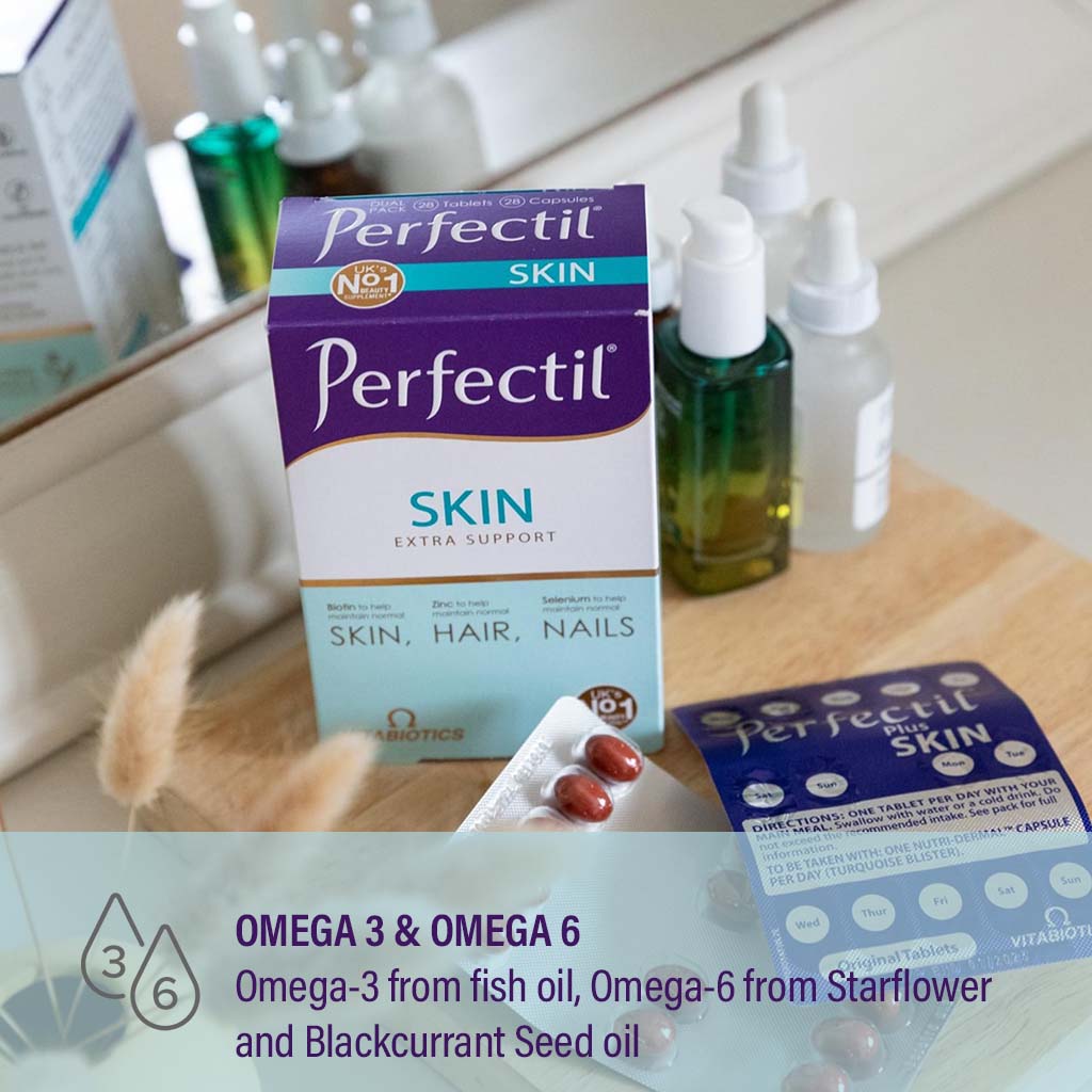 Vitabiotics Perfectil Skin Extra Support, Dual Pack of Multivitamin Tablets 28's + Nutri-Dermal Capsules 28's
