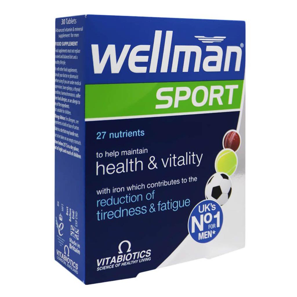 Vitabiotics Wellman Sport Men's Multivitamin Supplement Tablets For Health & Vitality, Pack of 30's