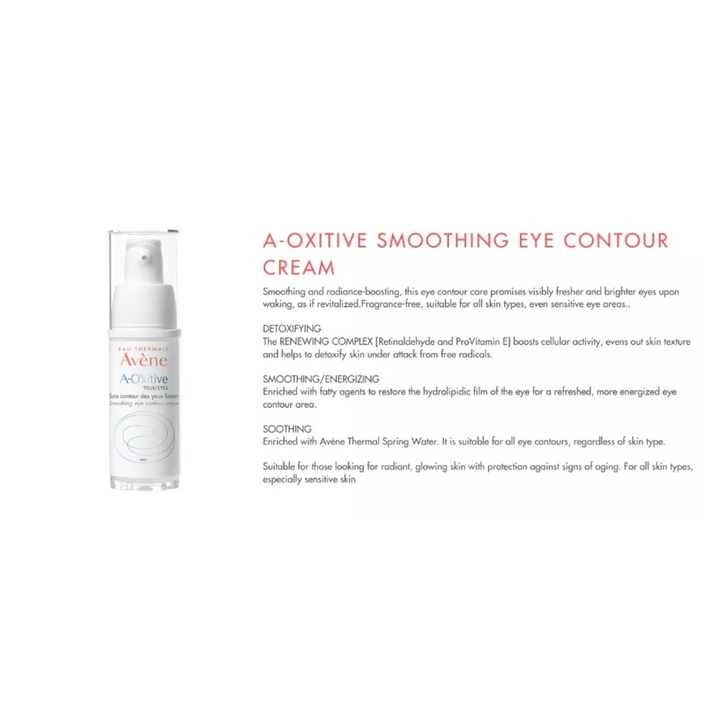 Avene A-Oxitive Eye Smoothing Anti-Ageing Contour Cream 15ml