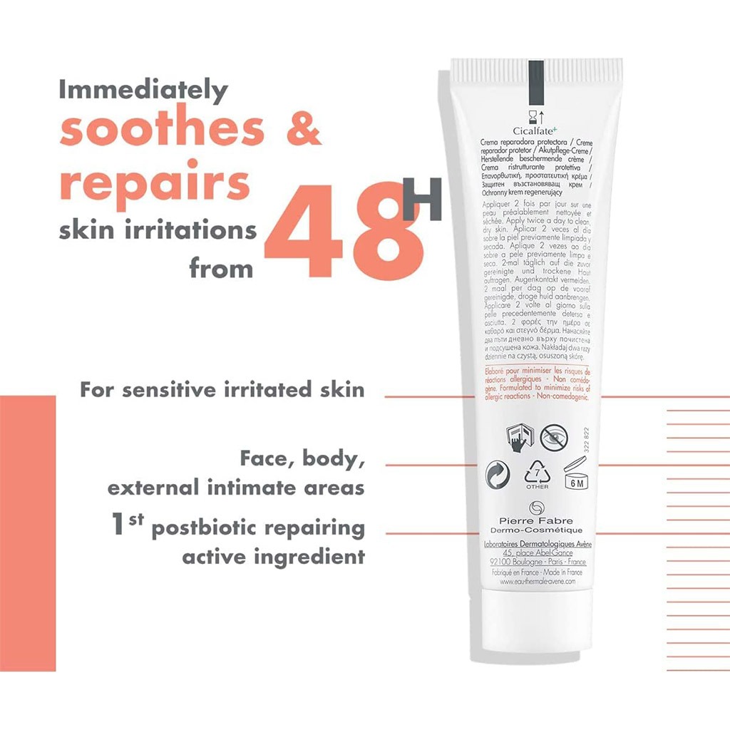 Avene Cicalfate+ Repairing Protective Cream For Sensitive Skin Prone To Irritation 40ml