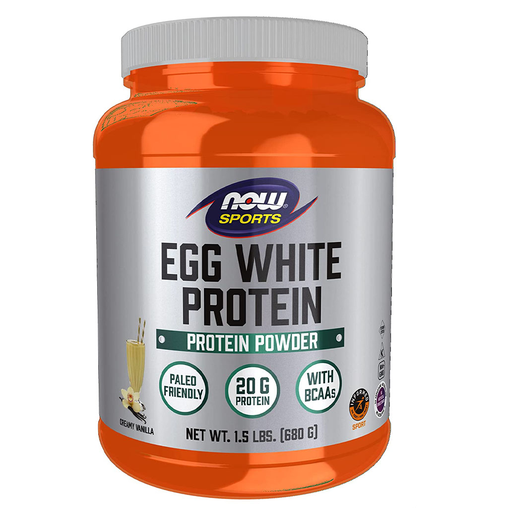 Now Sports Eggwhite Protein Powder With BCAAs, Creamy Vanilla, For Muscle Growth & Recovery 1.5lbs